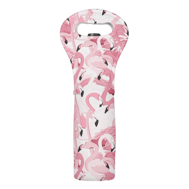 seamless pattern with exotic pink flamingos birds wine bag (Front)