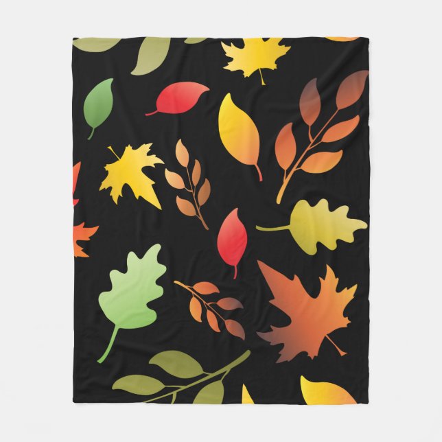 Seamless pattern with fallen autumn leaves and col fleece blanket (Front)