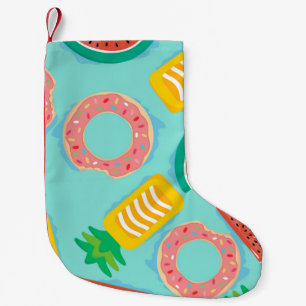 Seamless pattern with floats in the pool. Pineappl Small Christmas Stocking