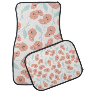 Seamless pattern with flowers and floral elements, car floor mat