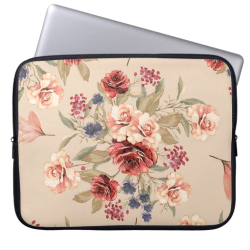 Seamless pattern with flowers and leaves Floral p Laptop Sleeve