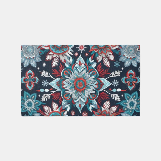 seamless pattern with flowers Ethnic seamless patt Outdoor Rug (Front)