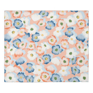 Seamless pattern with flowers in a watercolor styl duvet cover
