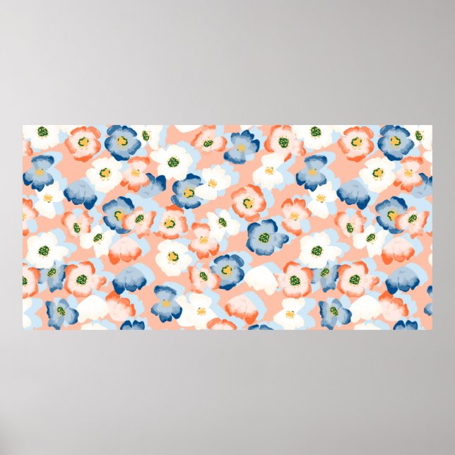 Seamless pattern with flowers in a watercolor styl poster (Front)