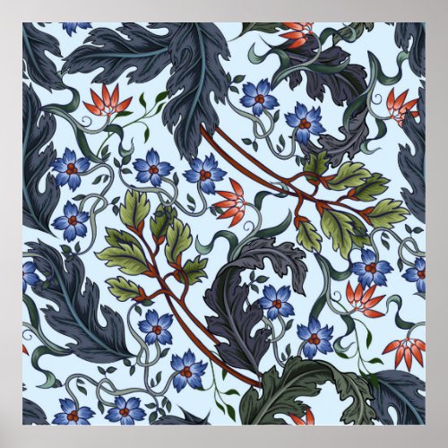 Seamless pattern with flowers in art deco style M Poster