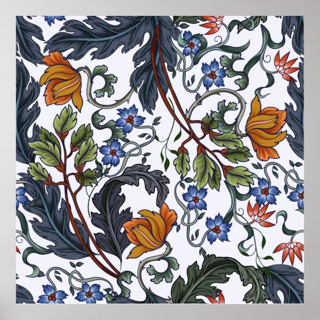 Seamless pattern with flowers in art deco style. M Poster (Front)