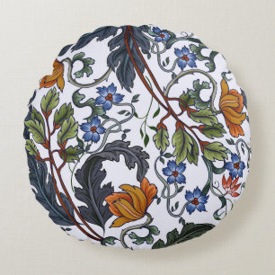 Seamless pattern with flowers in art deco style. M Round Pillow