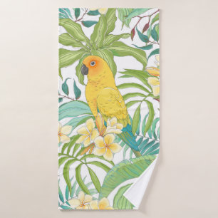 Seamless pattern with flowers Plumeria,leaves and Bath Towel