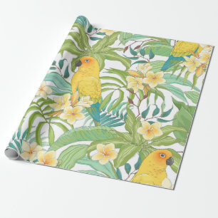 Seamless pattern with flowers Plumeria,leaves and Wrapping Paper