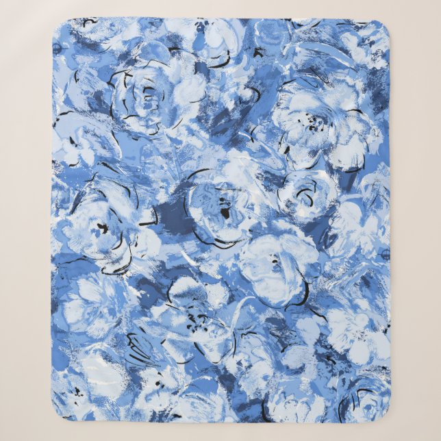 Seamless pattern with flowers sherpa blanket (Front)