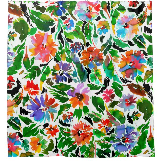 Seamless pattern with flowers  shower curtain (Front)