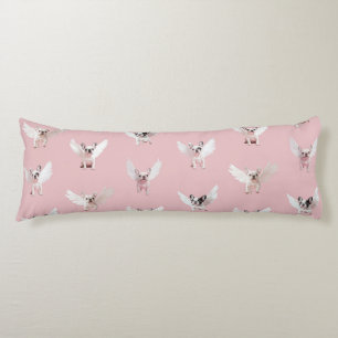 Seamless Pattern with Flying French Bulldog Body Pillow