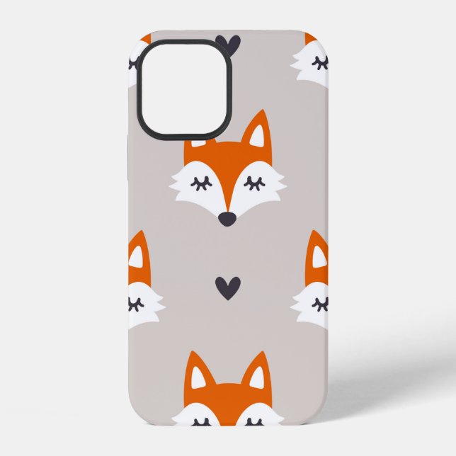 Seamless pattern with fox faces. Hand drawn repeat Iphone Case (Back)
