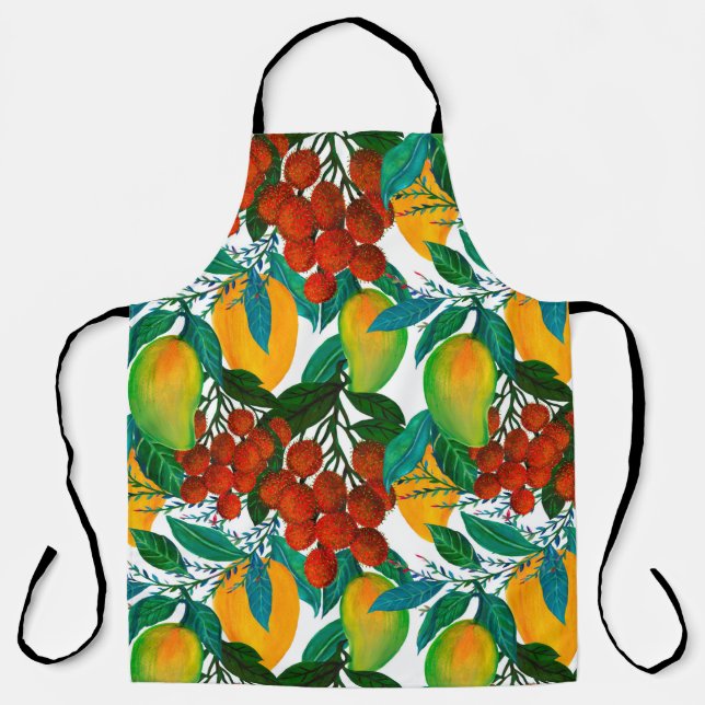 Seamless pattern with fresh bright exotic mango ra apron (Front)