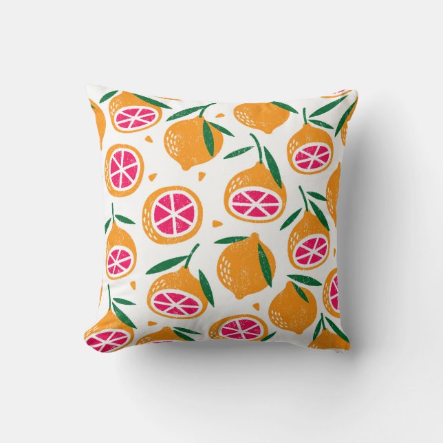 Seamless pattern with fruits. Stamp textured. Throw Pillow (Front)