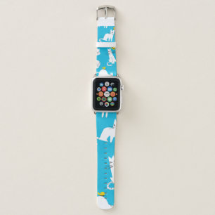 Seamless pattern with funny cats playing with butt apple watch band