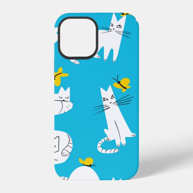 Seamless pattern with funny cats playing with butt iphone case (Back)