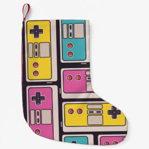 Seamless pattern with game joysticks. Colorful ill Small Christmas Stocking