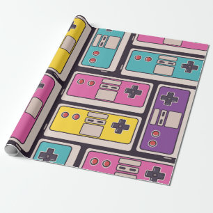 Seamless pattern with game joysticks. Colorful ill Wrapping Paper