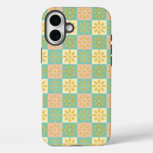 Seamless pattern with geometric floral motifs iPhone 16 plus case