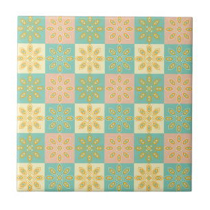 Seamless pattern with geometric floral motifs ceramic tile