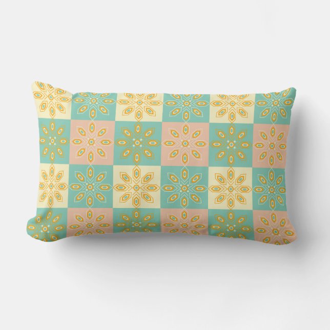 Seamless pattern with geometric floral motifs lumbar pillow (Front)