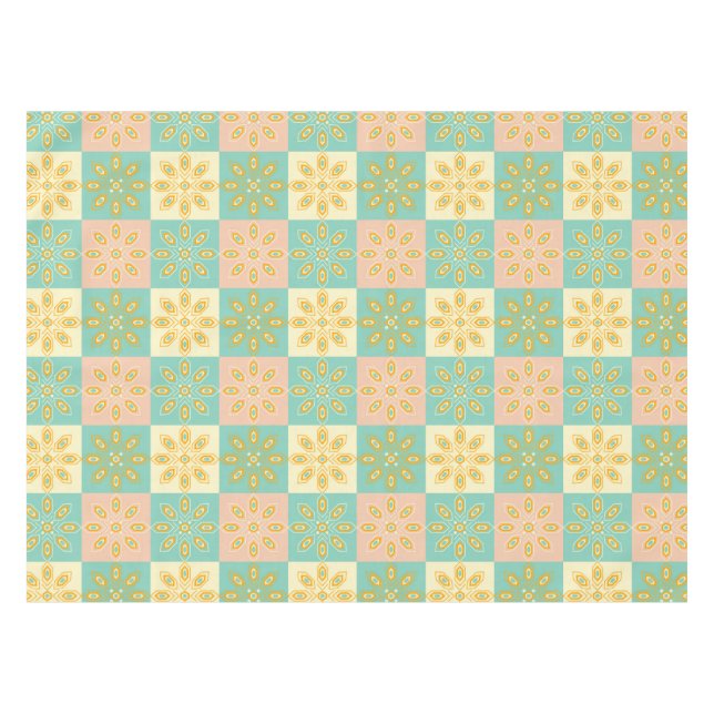 Seamless pattern with geometric floral motifs tablecloth (Front (Horizontal))