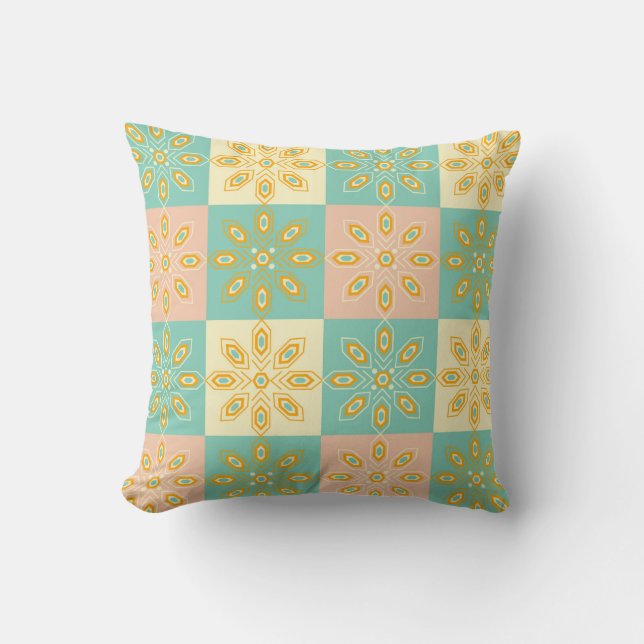 Seamless pattern with geometric floral motifs throw pillow (Front)
