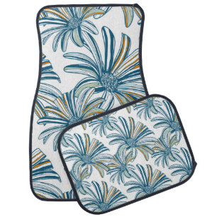 Seamless pattern with gerbera flowers. Vintage bac Car Floor Mat