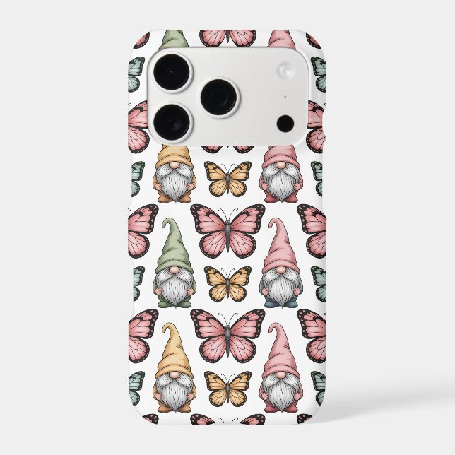 Seamless Pattern with Gnomes and Butterflies Iphone Case (Back)