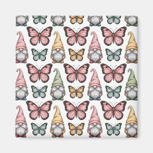 Seamless Pattern with Gnomes and Butterflies Magnet