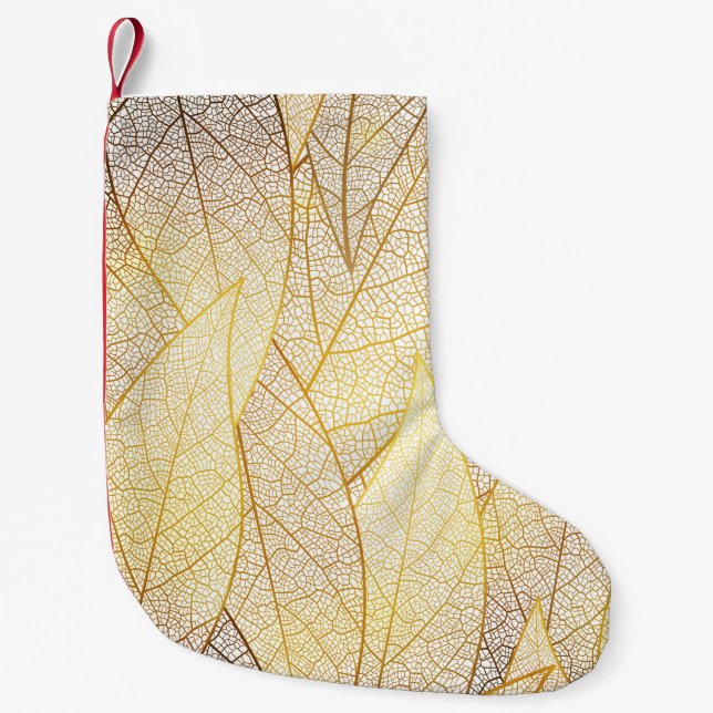 Seamless pattern with gold leaves small christmas stocking (Front)