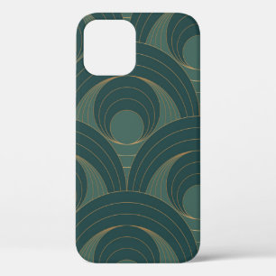 Seamless pattern with golden and green circles on iPhone 12 case