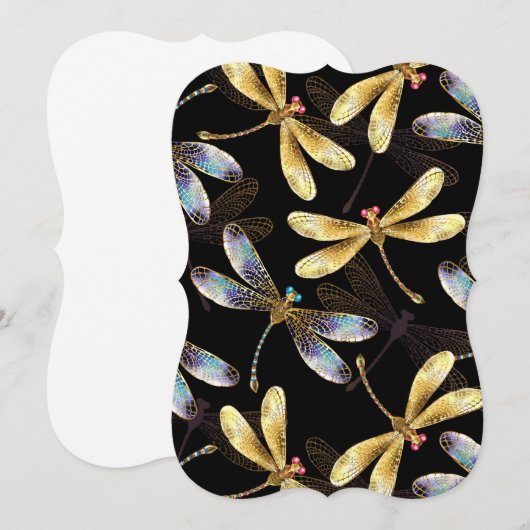 Seamless Pattern with Golden Dragonflies (Front/Back)