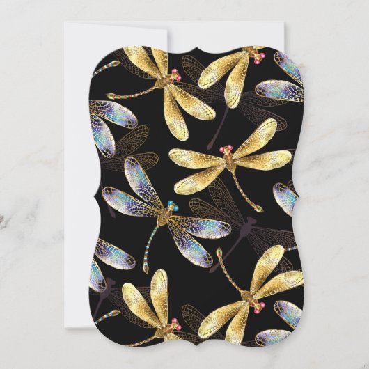 Seamless Pattern with Golden Dragonflies (Front)