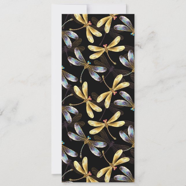 Seamless Pattern with Golden Dragonflies Announcement (Front)