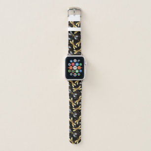 Seamless Pattern with Golden Dragonflies Apple Watch Band