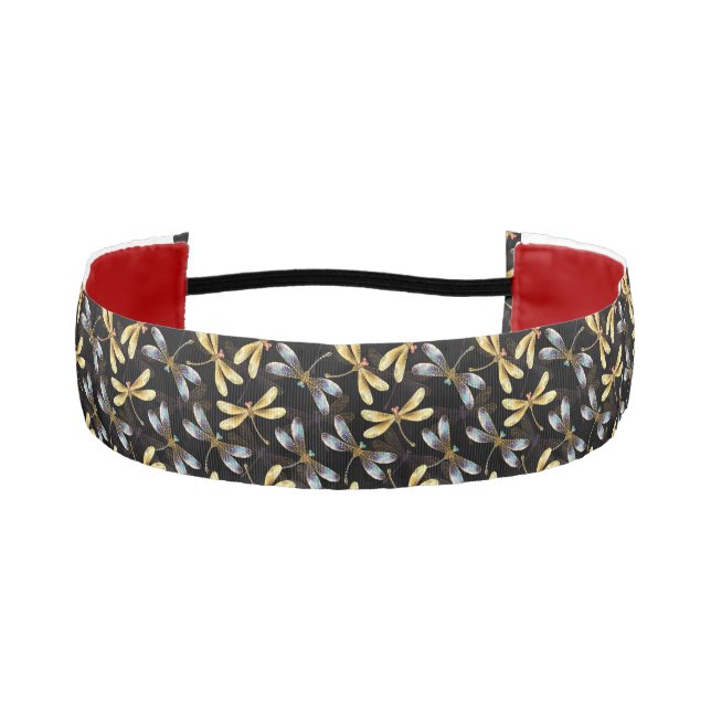 Seamless Pattern with Golden Dragonflies Athletic Headband (Front)