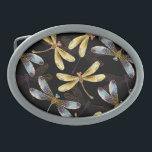 Seamless Pattern with Golden Dragonflies Belt Buckle<br><div class="desc">Seamless pattern with gold,  jewelry,  shiny dragonflies with detailed,  sparkling wings on black background. Gold dragonfly.</div>