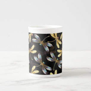 Seamless Pattern with Golden Dragonflies Bone China Mug