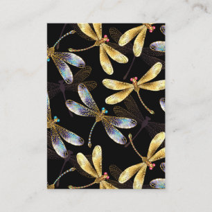 Seamless Pattern with Golden Dragonflies Business Card