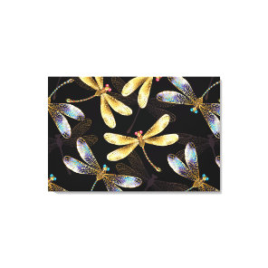 Seamless Pattern with Golden Dragonflies Canvas Print