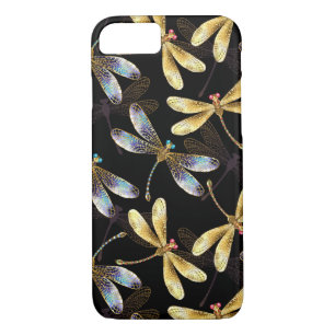 Seamless Pattern with Golden Dragonflies iPhone 8/7 Case