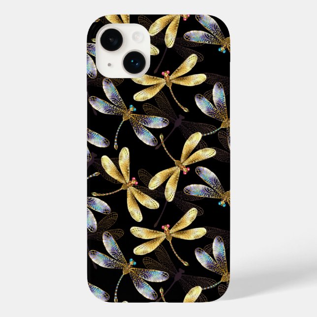 Seamless Pattern with Golden Dragonflies Case-Mate iPhone Case (Back)