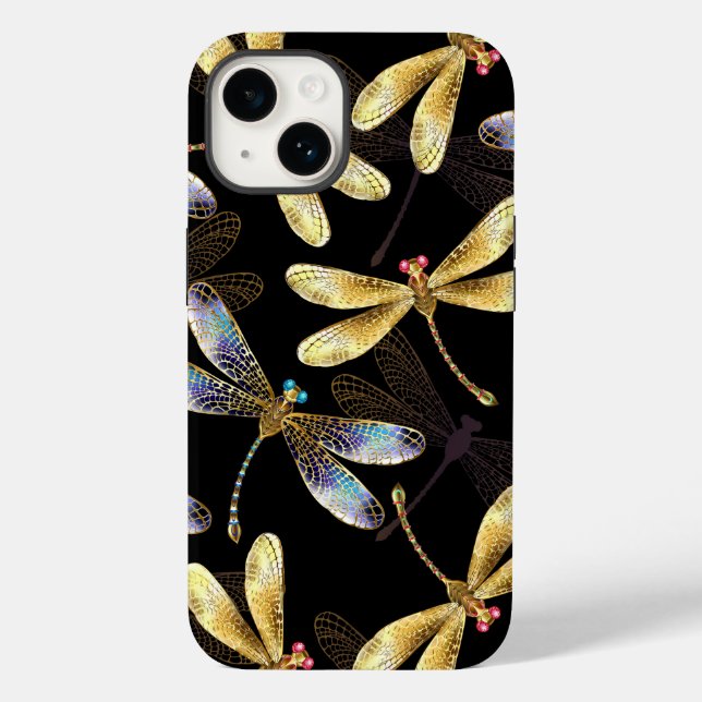 Seamless Pattern with Golden Dragonflies Case-Mate iPhone Case (Back)