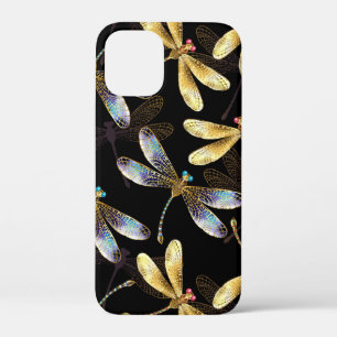 Seamless Pattern with Golden Dragonflies iPhone 12 Mini Case