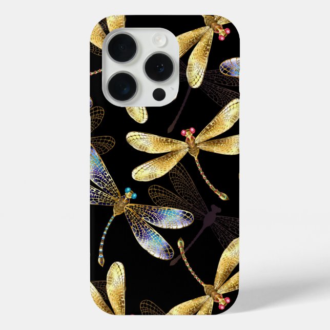 Seamless Pattern with Golden Dragonflies Case-Mate iPhone Case (Back)