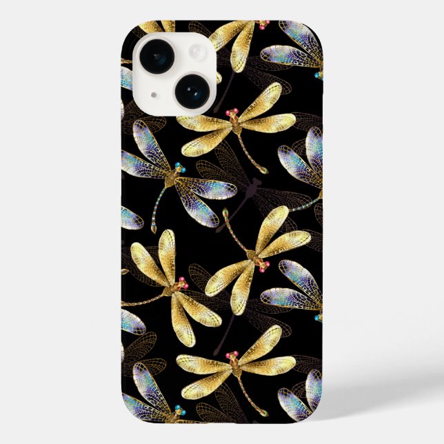 Seamless Pattern with Golden Dragonflies Case-Mate iPhone Case (Back)