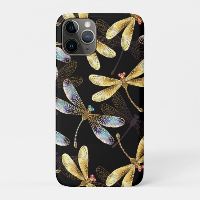 Seamless Pattern with Golden Dragonflies Case-Mate iPhone Case (Back)