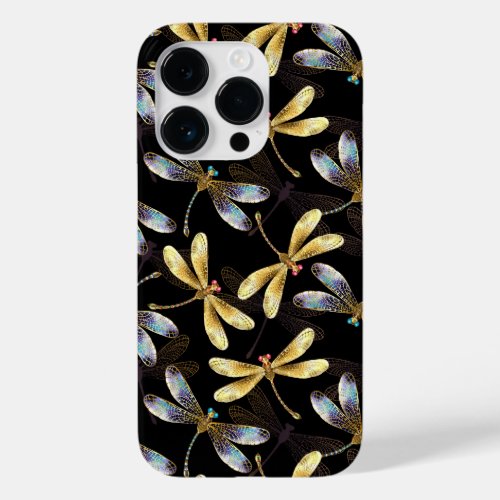 Seamless Pattern with Golden Dragonflies Case_Mate iPhone 14 Pro Case